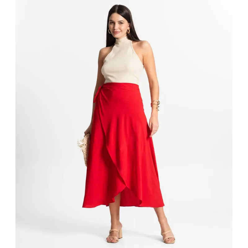 Saia Midi Amarração Envelope Select Vermelho UN