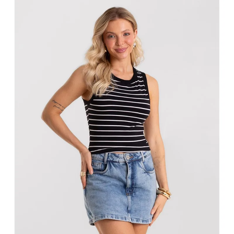 Regata Feminina Básica Em Cotton Leve Rovitex Preto M