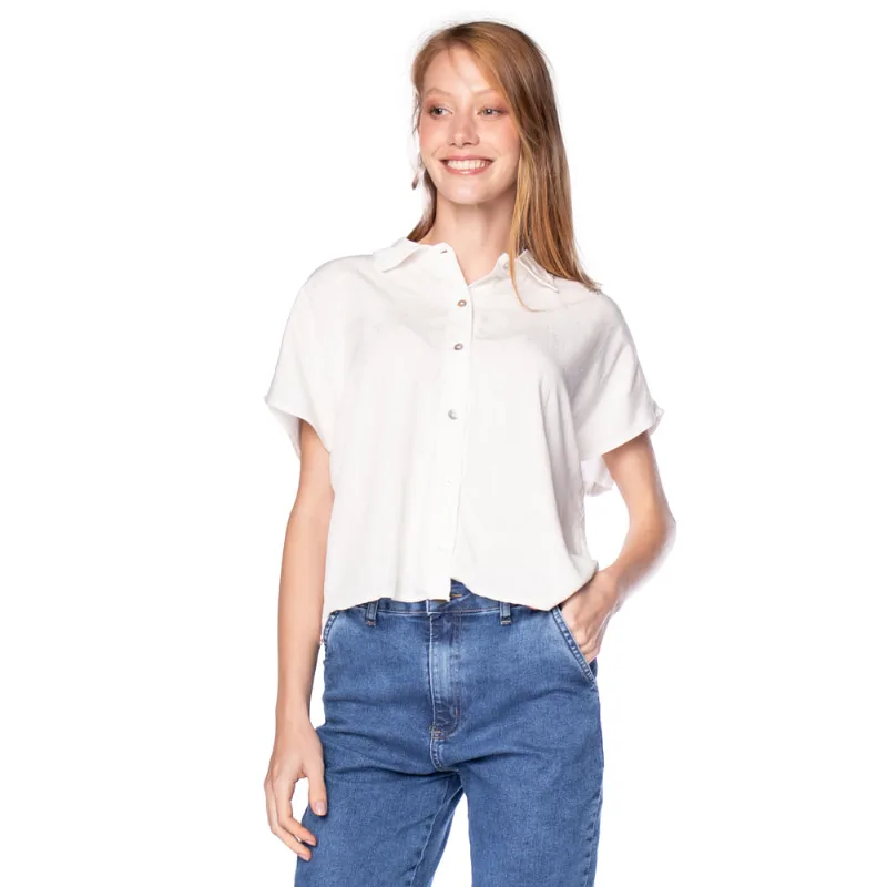 Camisa Feminina Rovitex Manga Curta Libélula Branco - G