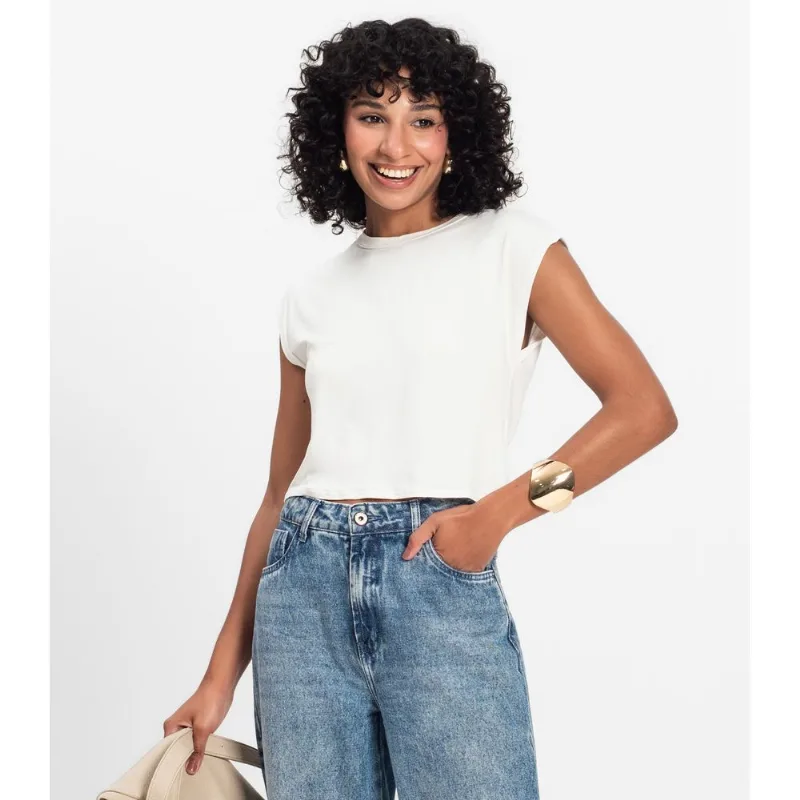 Blusa Básica Feminina Viscotorcion Rovitex Bege GG