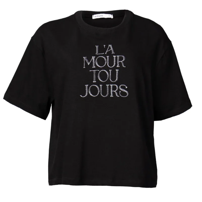 Camiseta Feminina Endless Bordado L'Amour Preto - P
