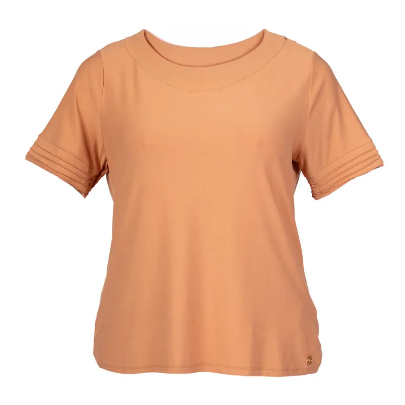 Blusa Feminina Plus Size Secret Glam Viscose Creponada Salmão - G2