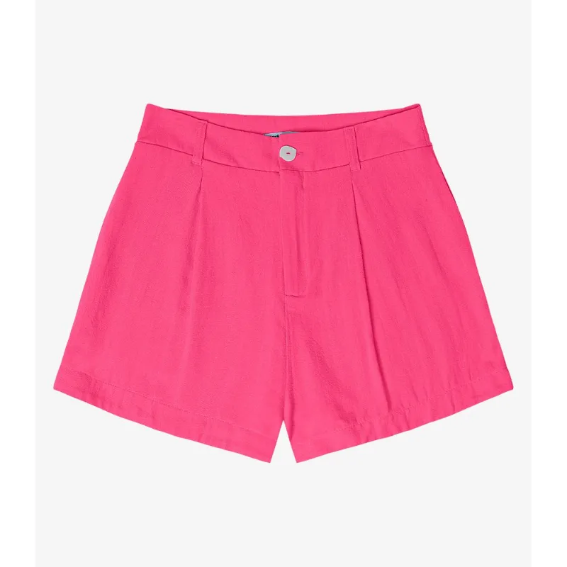 Shorts Feminino Alfaiataria Em Linho Endless Rosa P