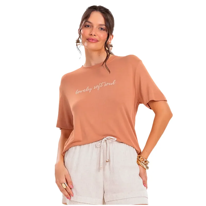 Blusa Feminina Rovitex Lovely Soul Avelã - GG