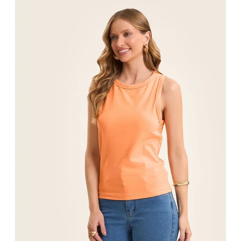Regata Básica Feminina em Cotton Leve Rovitex Laranja GG