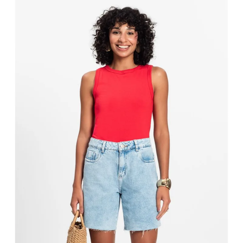 Regata Básica Feminina em Cotton Leve Rovitex Vermelho G