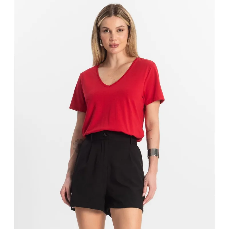 Blusa Básica Feminina Meia Malha Rovitex Vermelho G