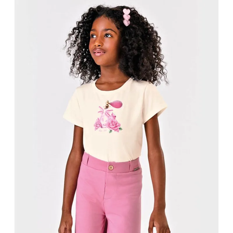 Blusa Infantil Feminina Cotton Trick Nick Bege 6