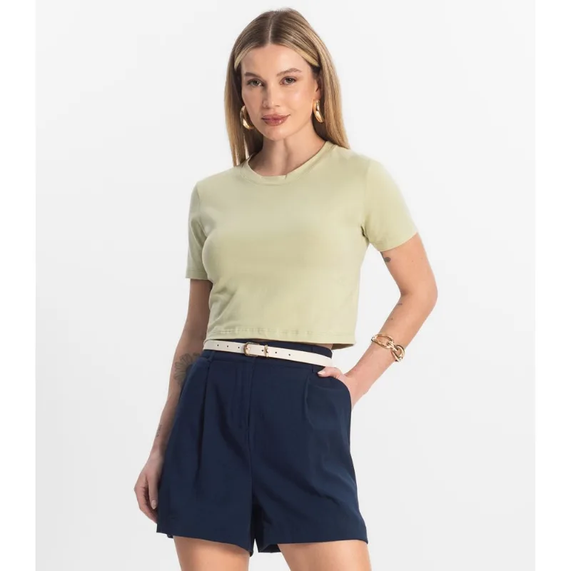 Blusa Básica Feminina Cotton Leve Rovitex Verde M
