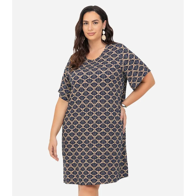 Vestido Estampado Plus Size Secret Glam Marrom Plus G3