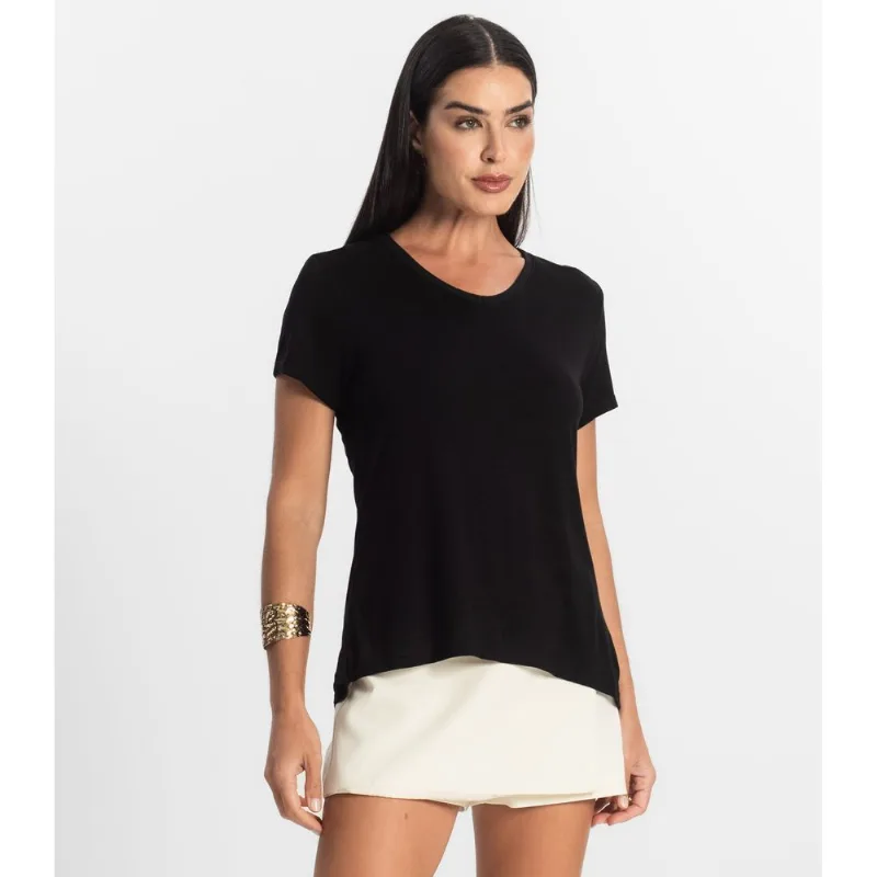 Blusa Básica Feminina Viscotorcion Rovitex Preto GG