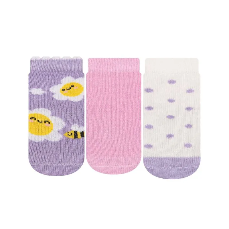 Kit 3 Pares De Meia Soquete Feminina Cia Da Meia Roxo 13/16