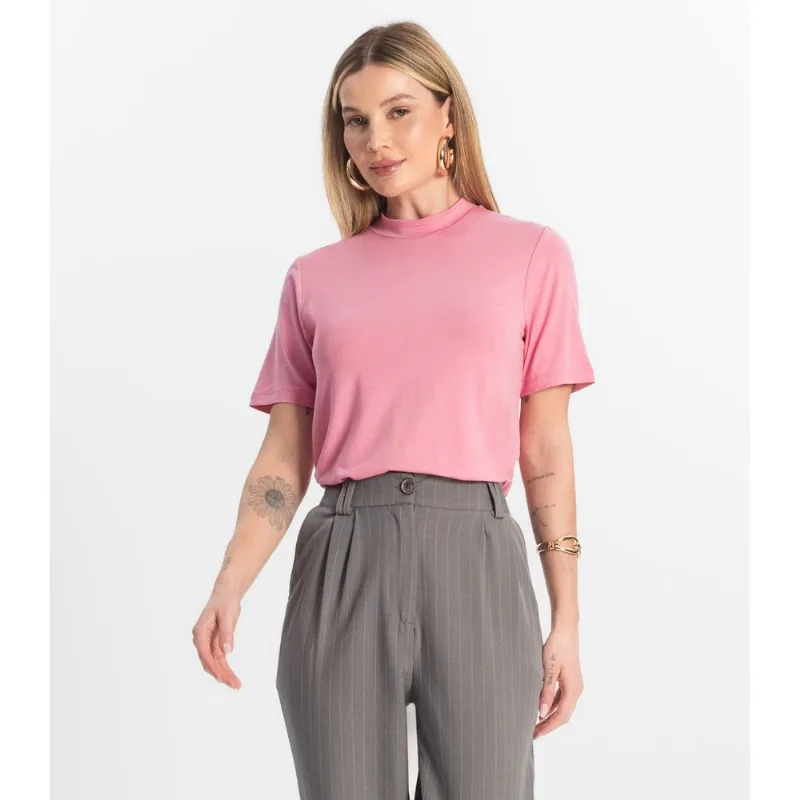 Blusa Feminina Básica em Malha Visco Rovitex Rosa P