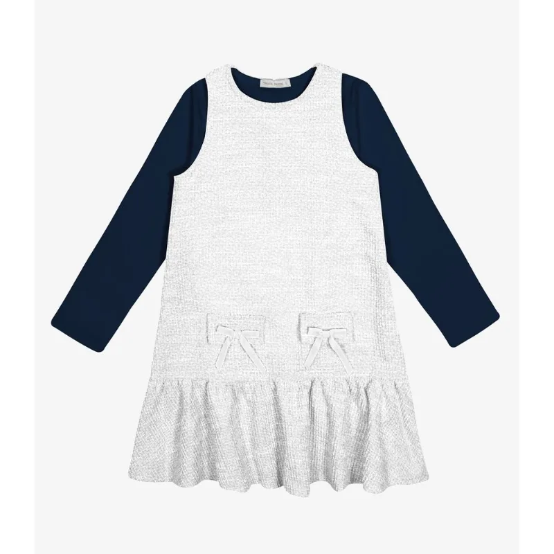 Conjunto Vestido Com Blusa em Tweed Trick Nick Branco 8