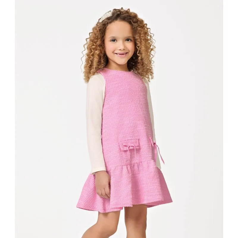 Conjunto Vestido Com Blusa em Tweed Trick Nick Rosa 8