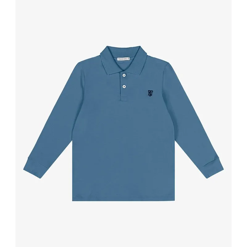 Polo Infantil Menino Manga Longa Trick Nick Azul 14