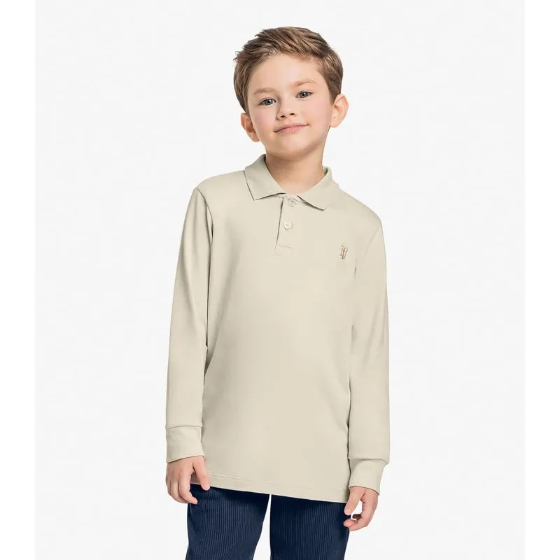 Polo Infantil Menino Manga Longa Trick Nick Bege 10