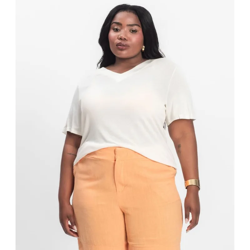Blusa Visco Tricot Plus Size Secret Glam Bege Plus G3