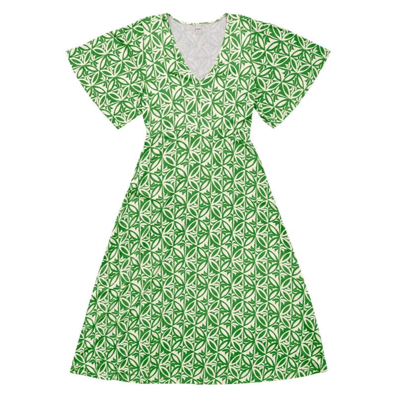 Vestido Midi Feminino Rovitex Estampado Manga Godê Verde - P