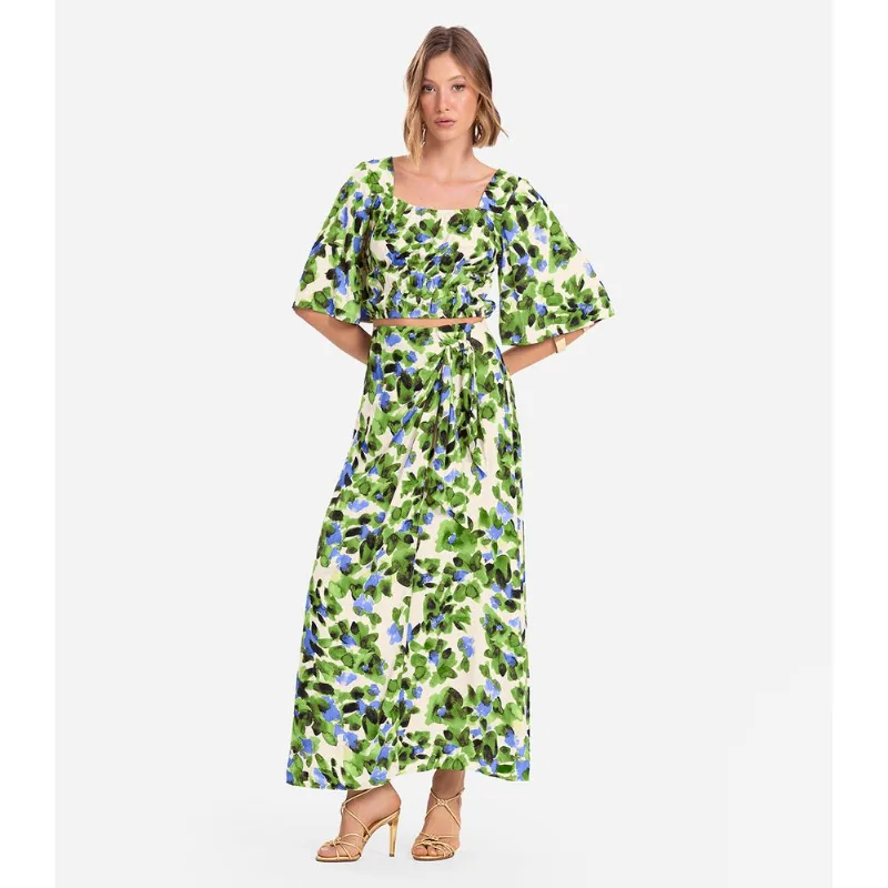 Saia Longa Estampada Endless Verde M