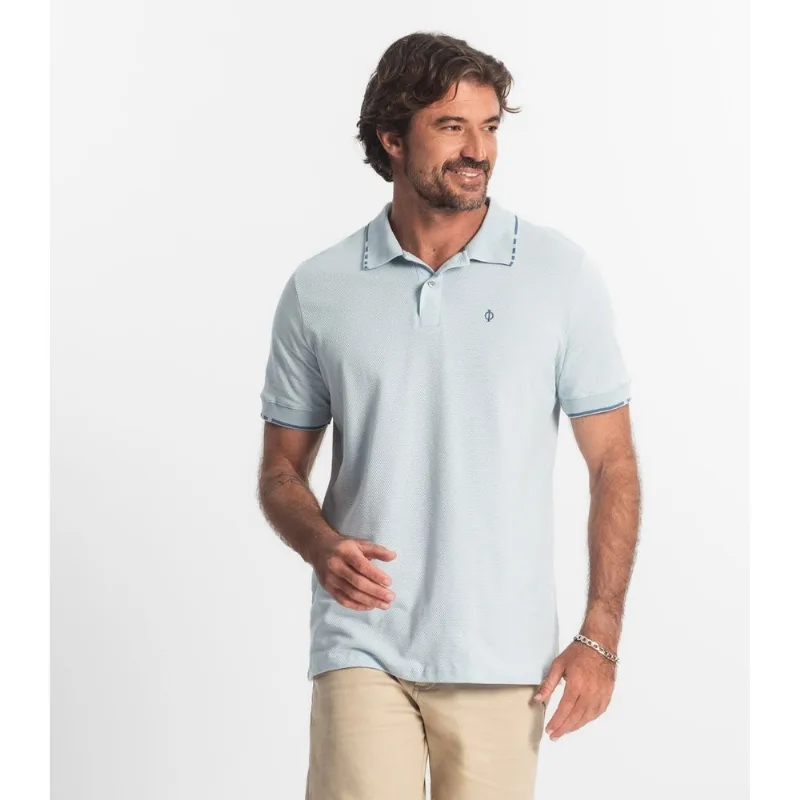 Polo Masculina Malha Favo Diametro Azul GG
