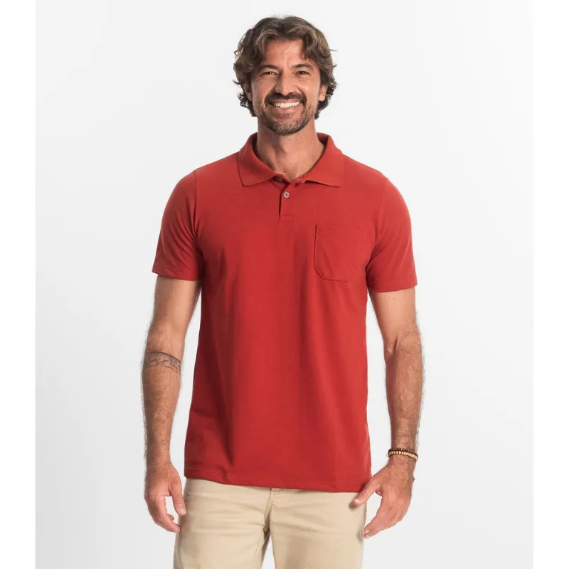 Polo Masculina Plus Size Pique Duplo Diametro Vermelho GG