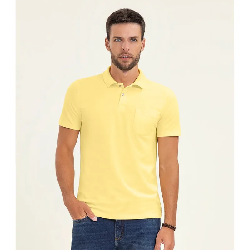 Polo Masculina Plus Size Pique Duplo Diametro Amarelo GG