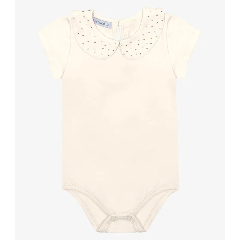 Body Infantil Menina Gola Com Strass Trick Nick Bege M