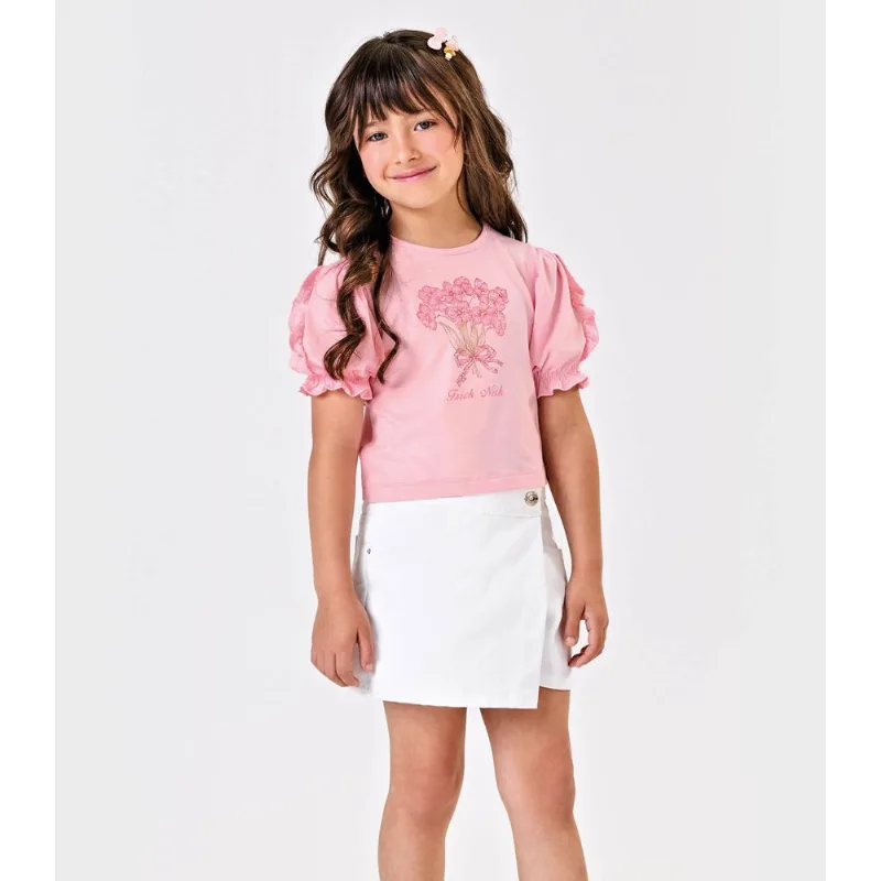Conjunto Blusa Com Shorts Saia Sarja Trick Nick Branco 8