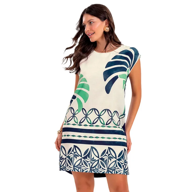 Vestido Feminino Rovitex Curto Estampado Marinho - P