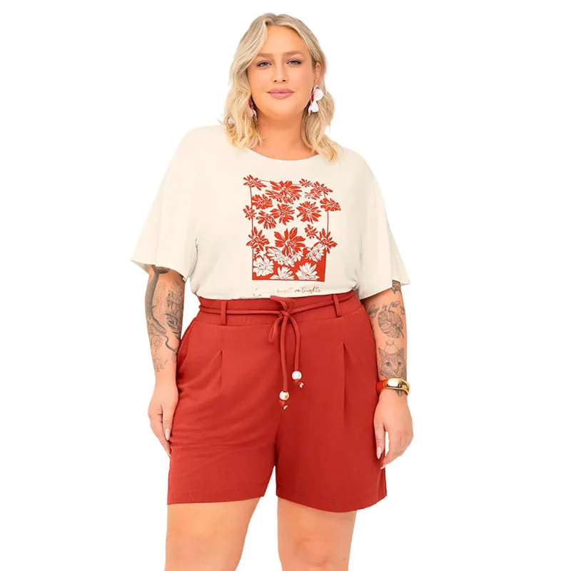 Blusa Feminina Secret Glam Estampa Flores Off White - G1