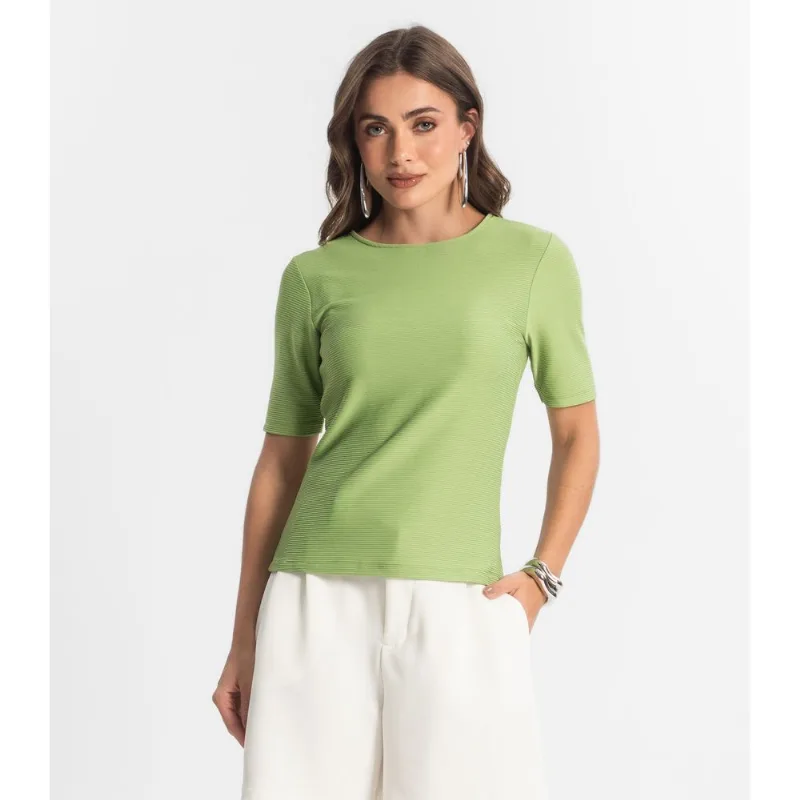 Blusa Feminina Manga Curta em Poly Endless Verde M