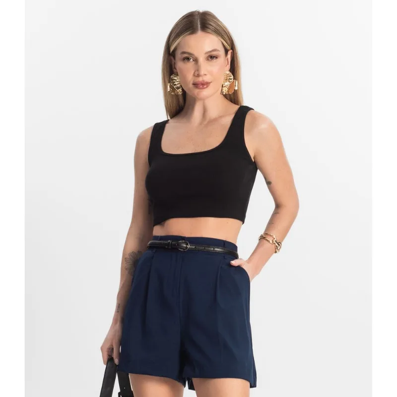 Top Básico Feminino em Ribana Rovitex Preto P