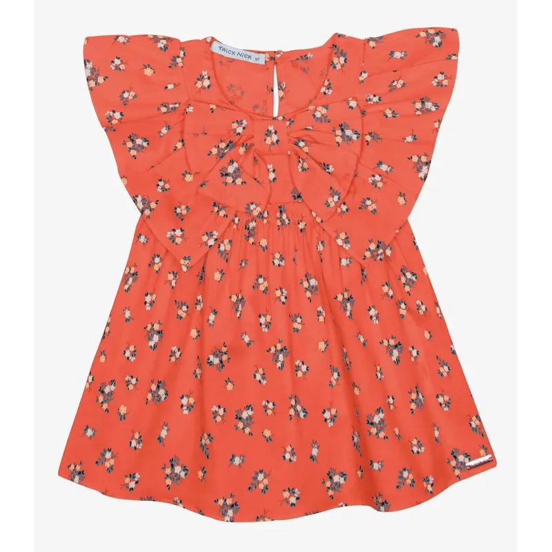 Vestido Infantil Popeline Com Laço Trick Nick Laranja 2