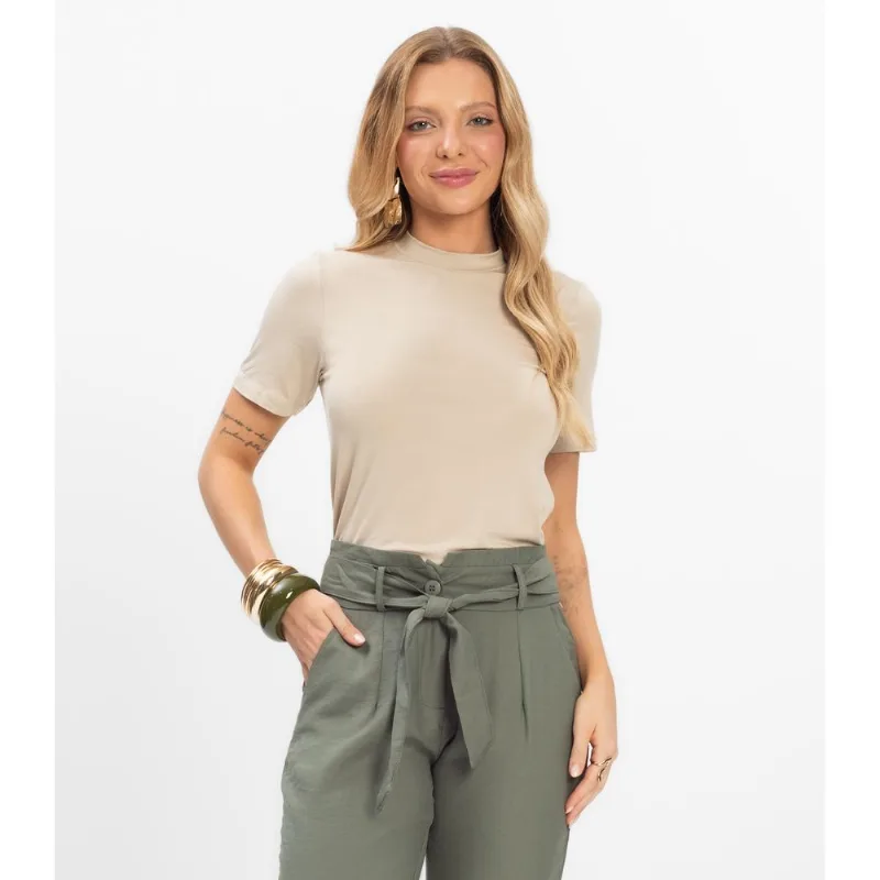 Blusa Feminina Básica em Malha Visco Rovitex Bege P