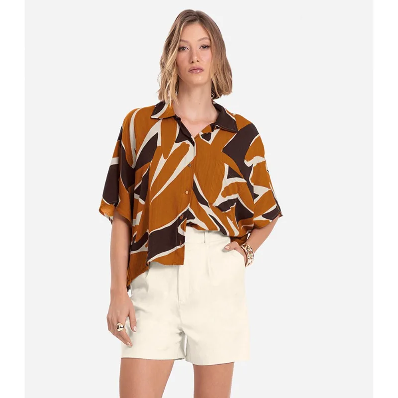 Camisa Feminina Estampada Endless Marrom M