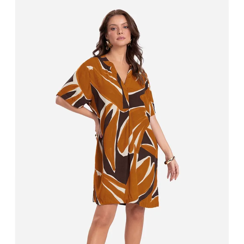Vestido Curto Estampado Endless Marrom M