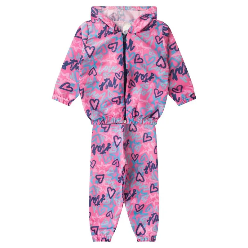 Conjunto Corta Vento Infantil Com Capuz Kappes Rosa 1