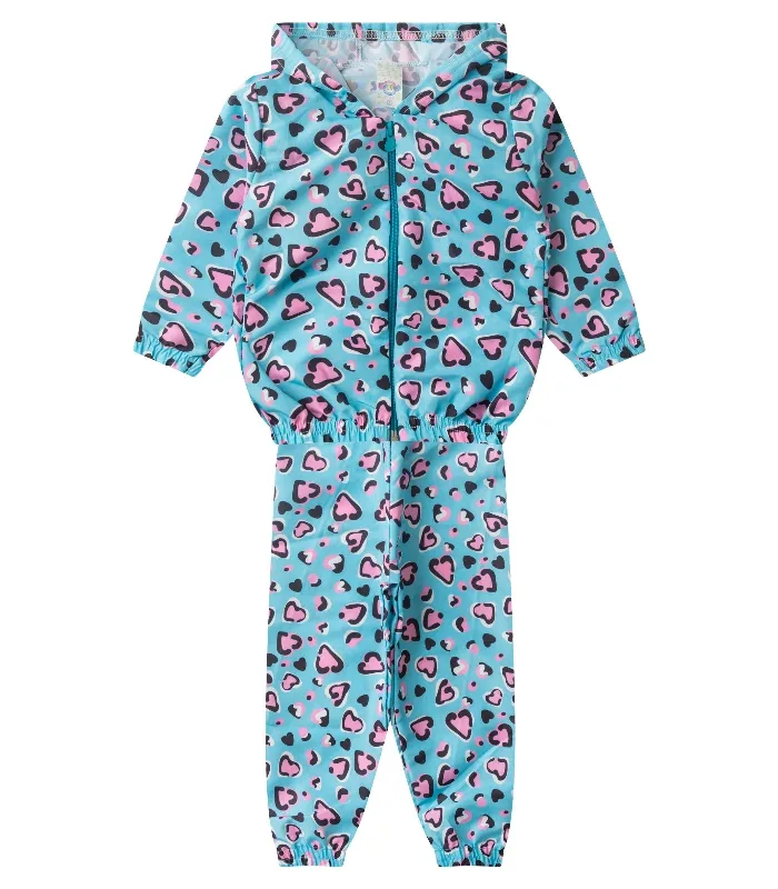 Conjunto Corta Vento Infantil Com Capuz Kappes Azul 4