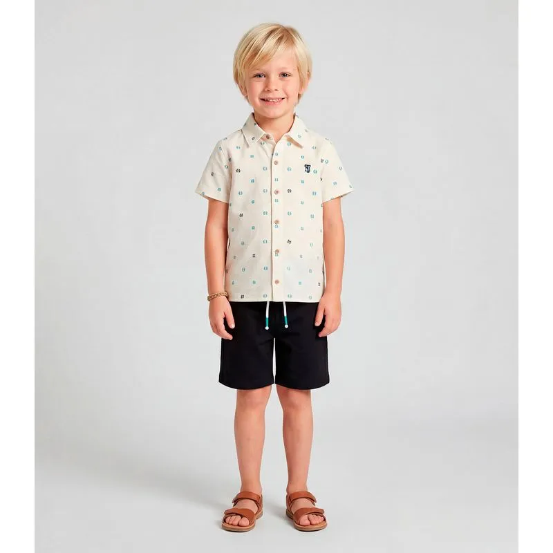 Conjunto Infantil Camisa Com Bermuda Trick Nick Bege 14