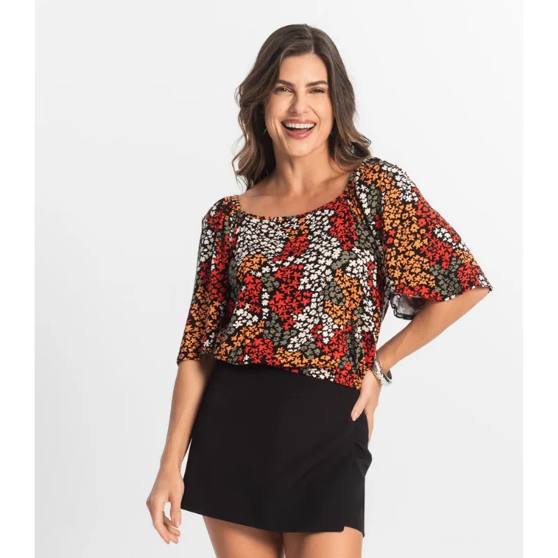 Blusa Feminina Manga Curta Select Laranja M