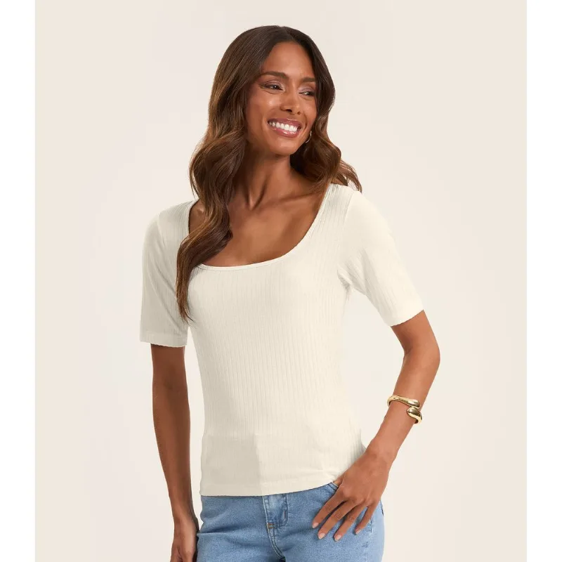 Blusa Em Ribana Canelada Rovitex Bege M
