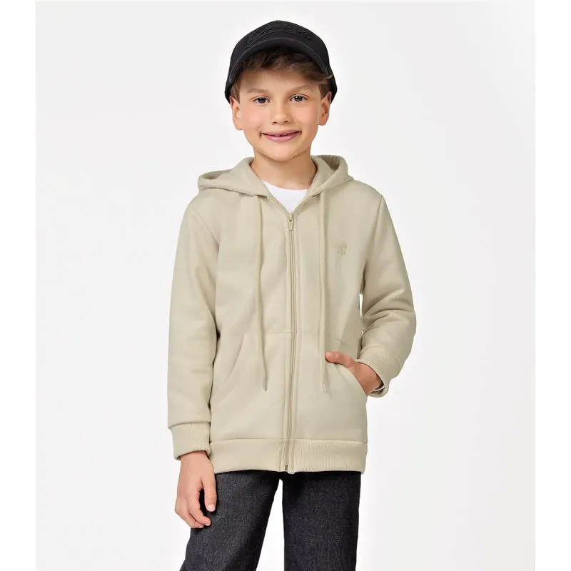 Jaqueta Infantil Com Capuz Moletom Trick Nick Bege 12