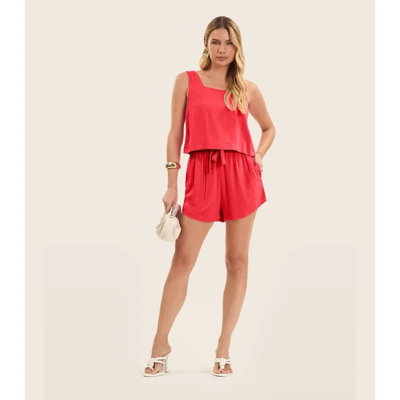 Shorts Feminino Em Linho Endless Laranja G