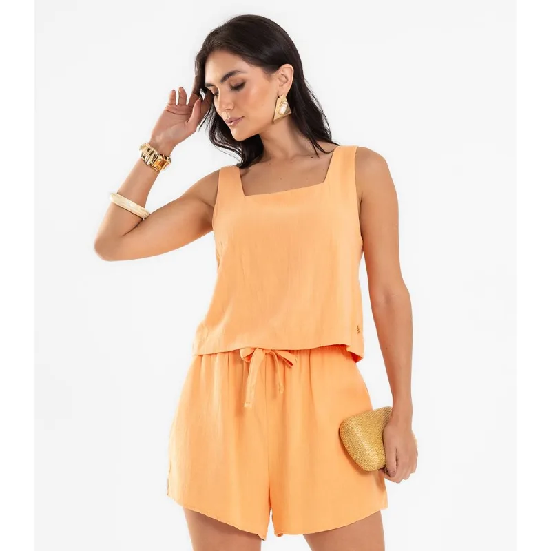 Shorts Feminino Em Linho Endless Laranja G