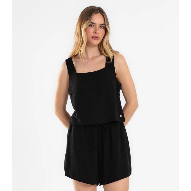 Shorts Feminino Em Linho Endless Preto G