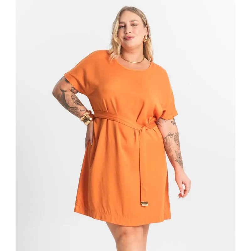 Vestido Curto Secret Glam Laranja Plus G4