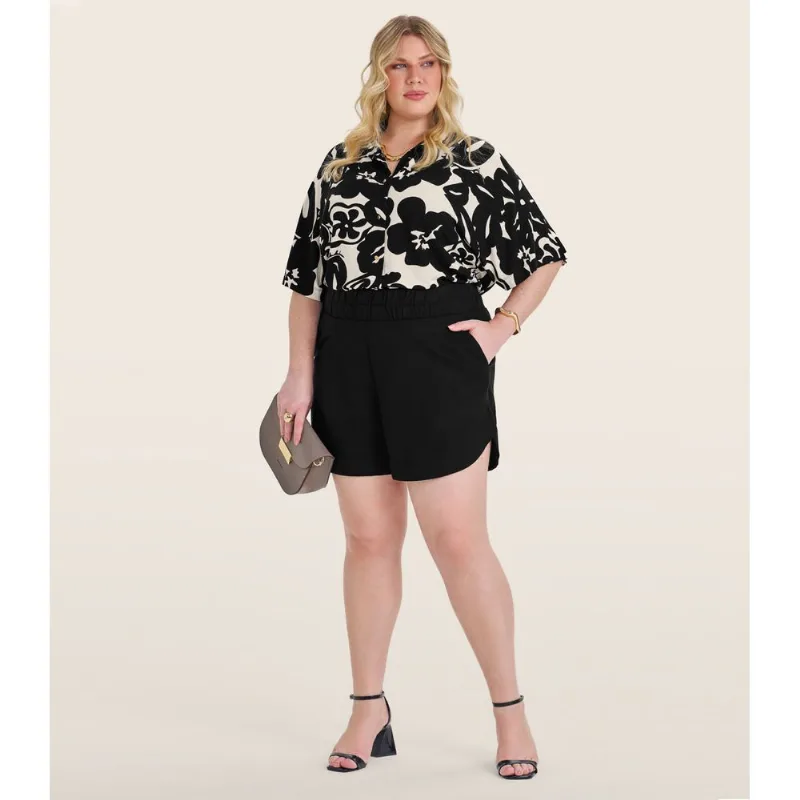 Shorts Curto Plus Size Secret Glam Preto Plus G4