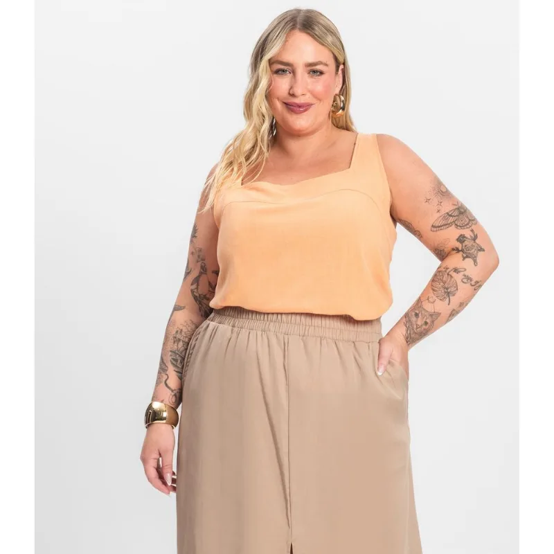 Regata Feminina Plus Size Secret Glam Laranja Plus G1