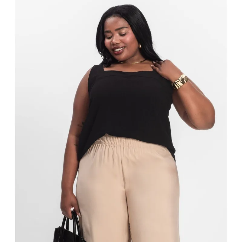 Regata Feminina Plus Size Secret Glam Preto Plus G2